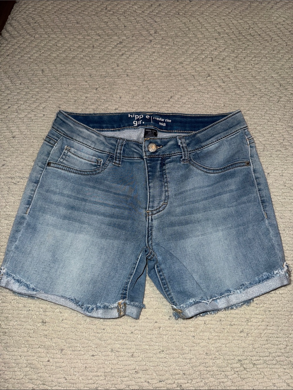 Hippie Girl Light Blue Denim Shorts with Frayed Hem